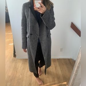 Zara houndstooth long wool blend coat